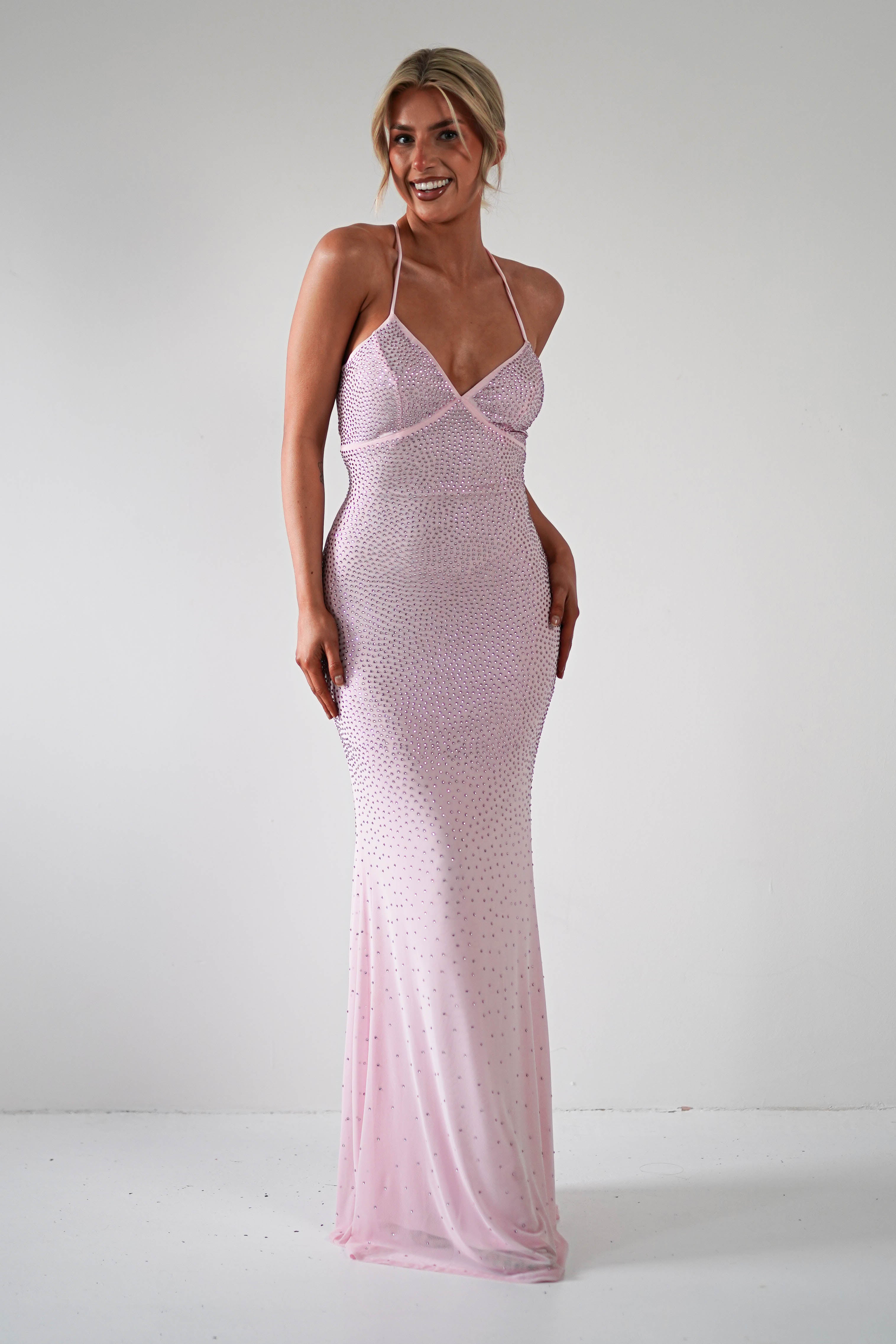 Cataleya Rhinestone Bodycon Gown | Pink - Oh Hello Clothing