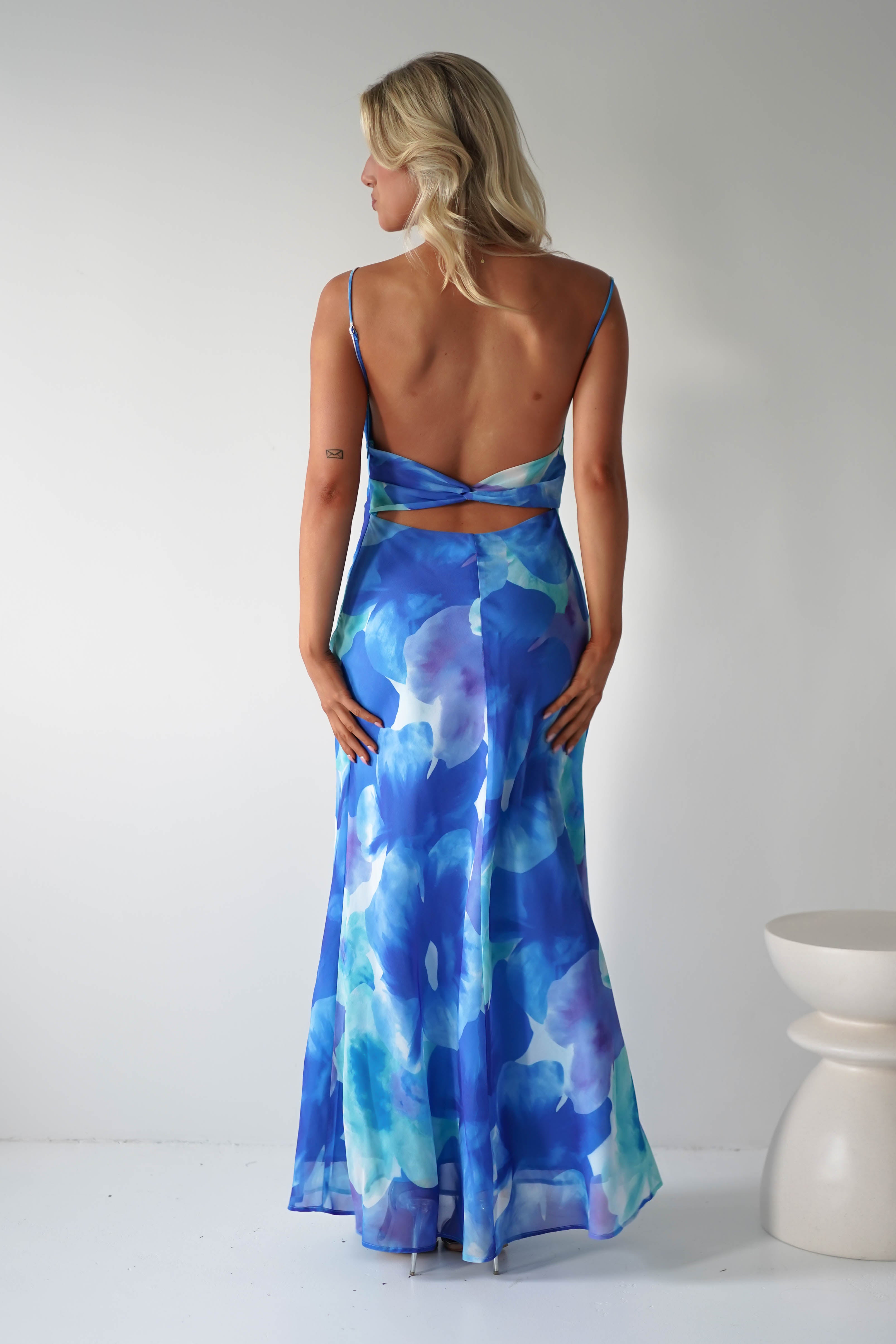 Ariel Chiffon Printed Maxi Dress | Blue | Oh Hello Clothing | XS (6)