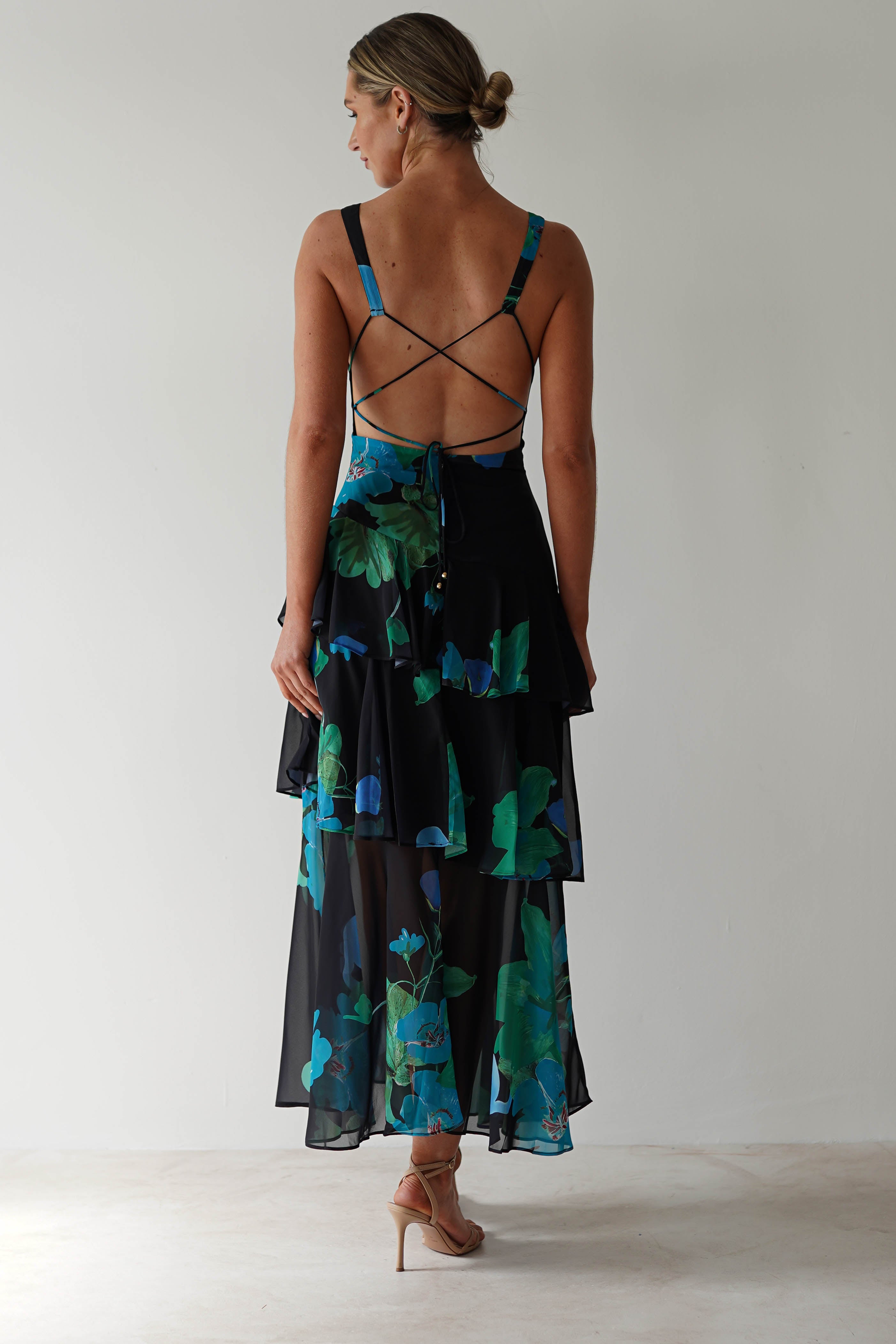 Lenora Floral Print Maxi Dress | Black Print - Oh Hello Clothing