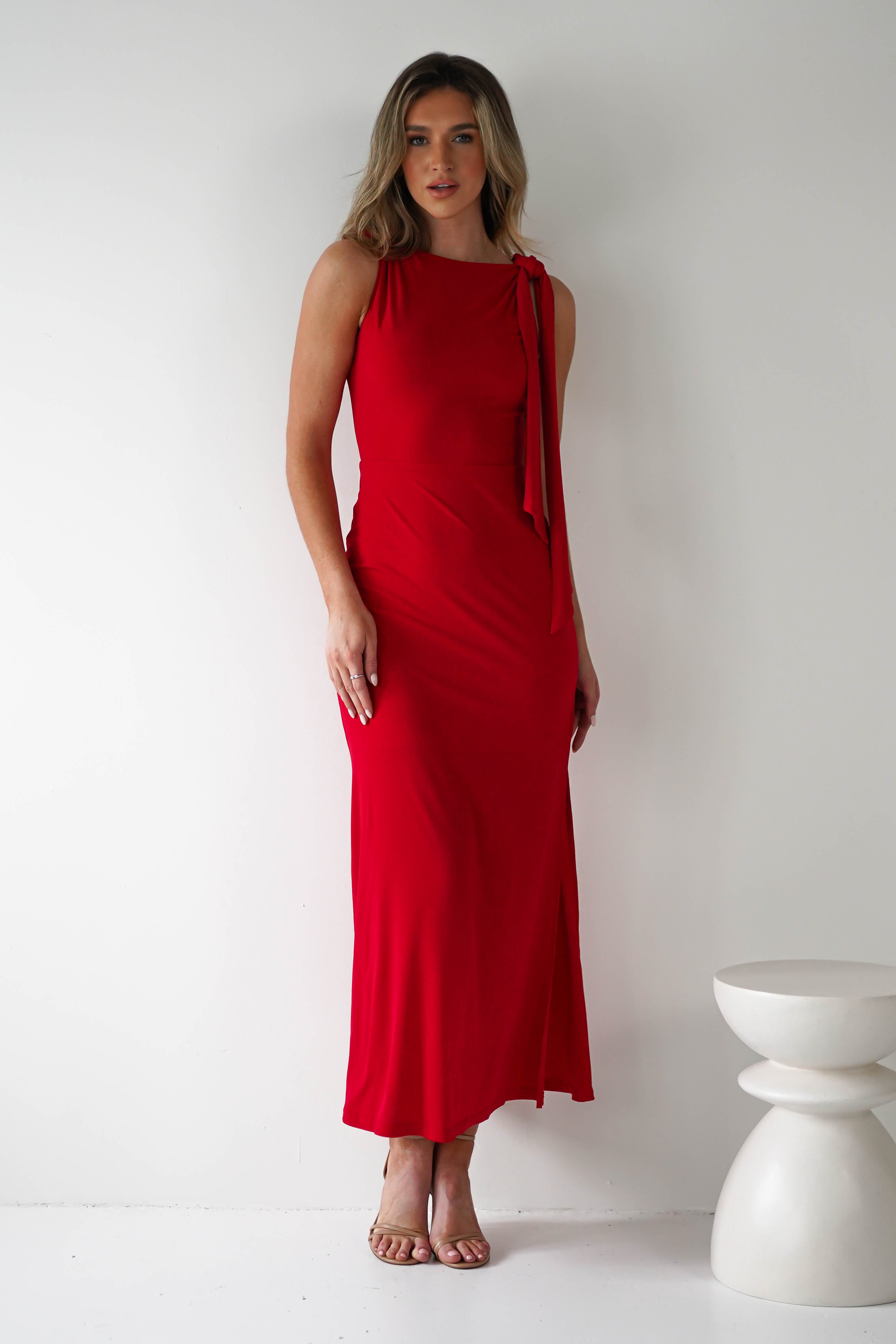 Grettel High Neck Maxi Dress | Red | Oh Hello Clothing | XS (6)