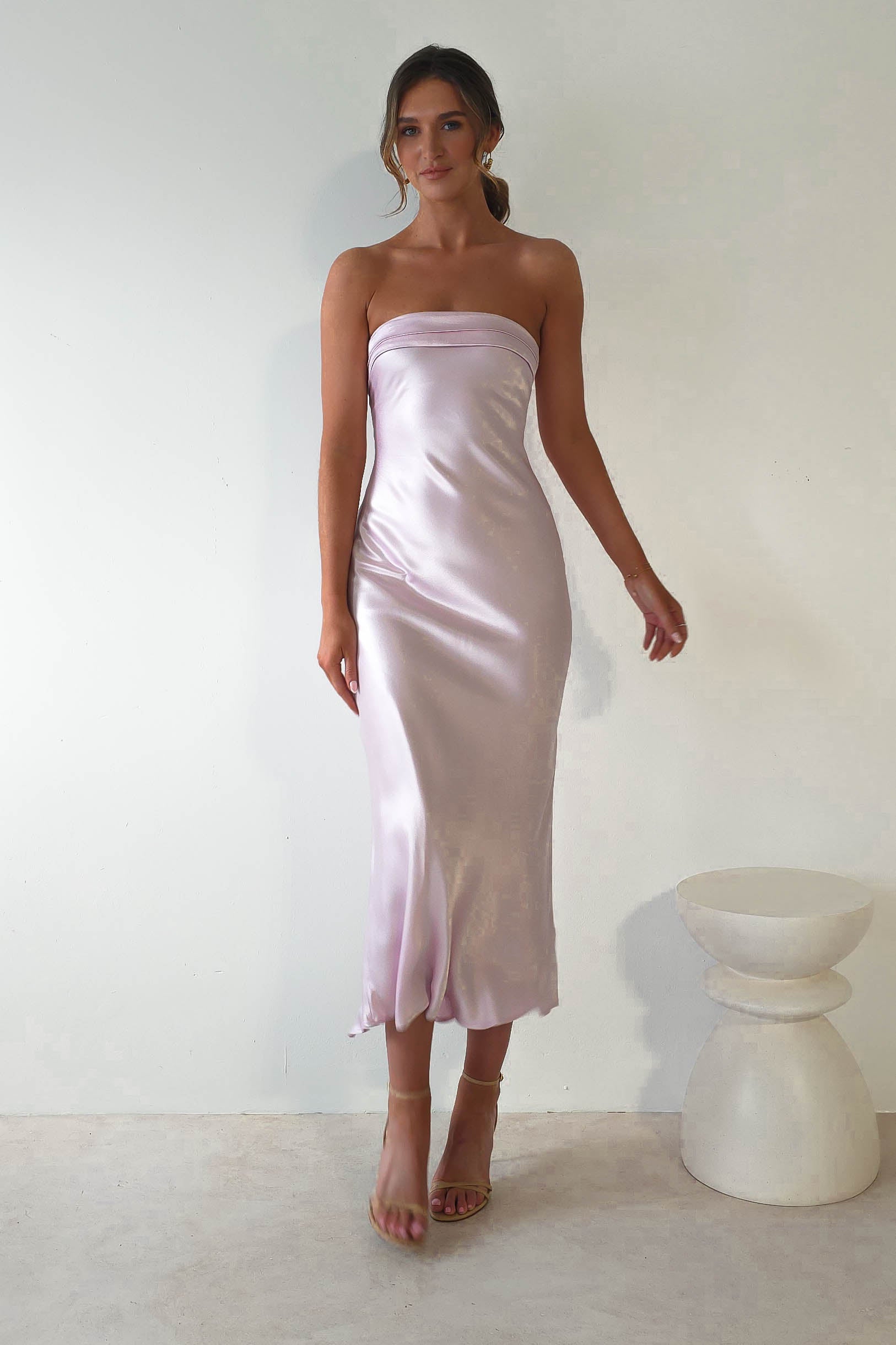 Lucia Soft Satin Slip Midi Dress | Pastel Pink - Oh Hello Clothing