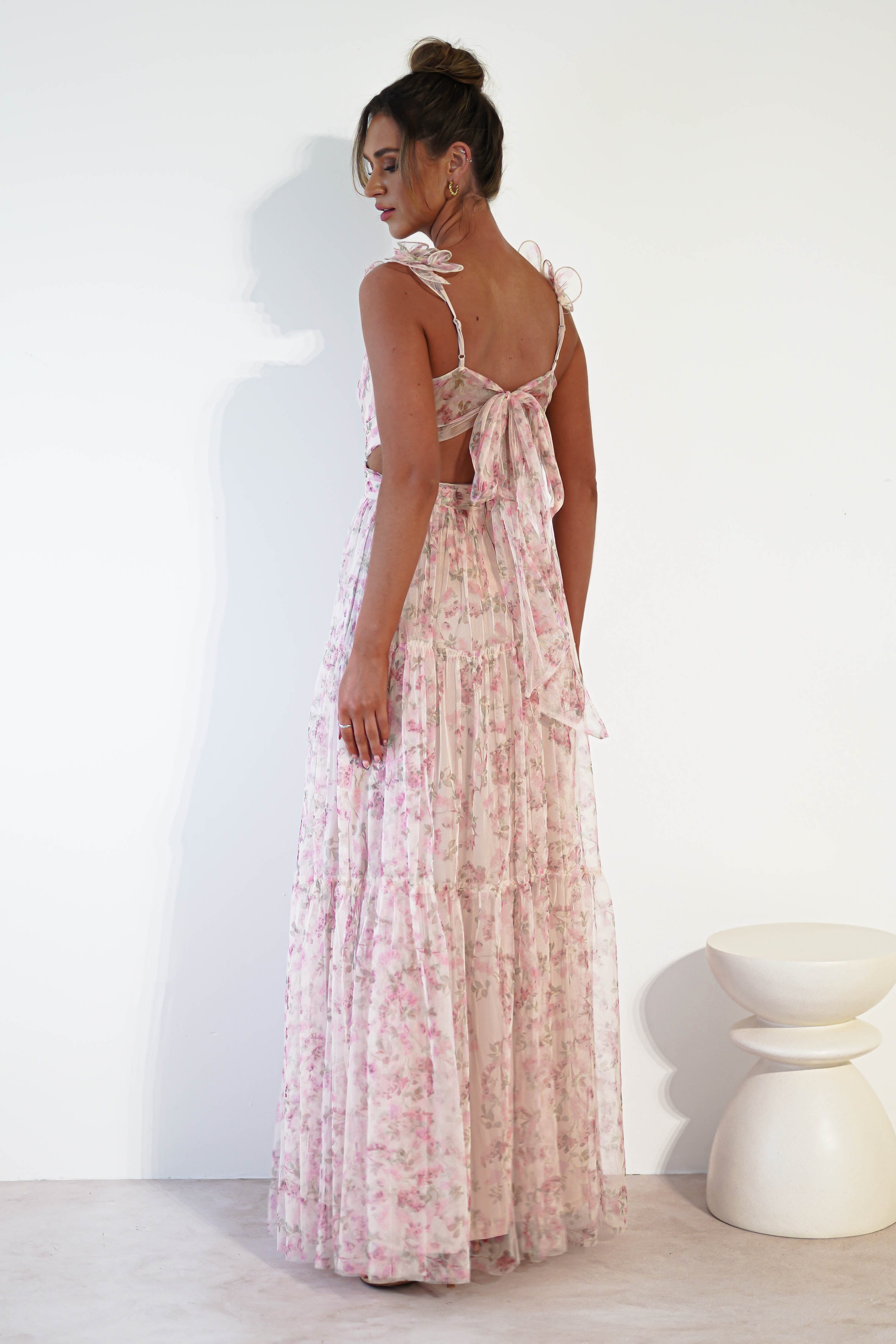 Khristina Floral Tulle Maxi Dress | Cream - Oh Hello Clothing