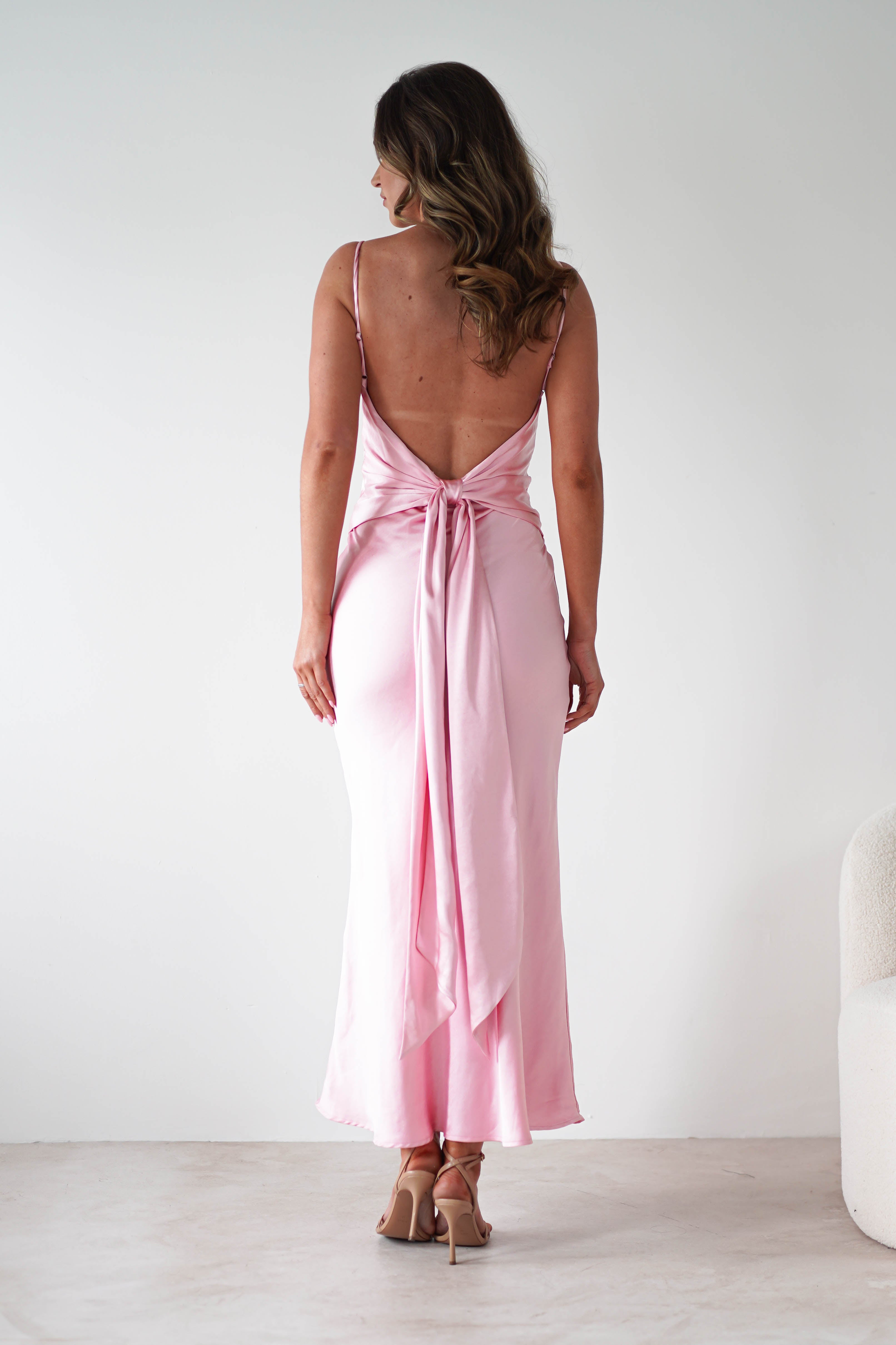 Hermie Silky Satin Maxi Dress | Pink | Oh Hello Clothing | XS (6)