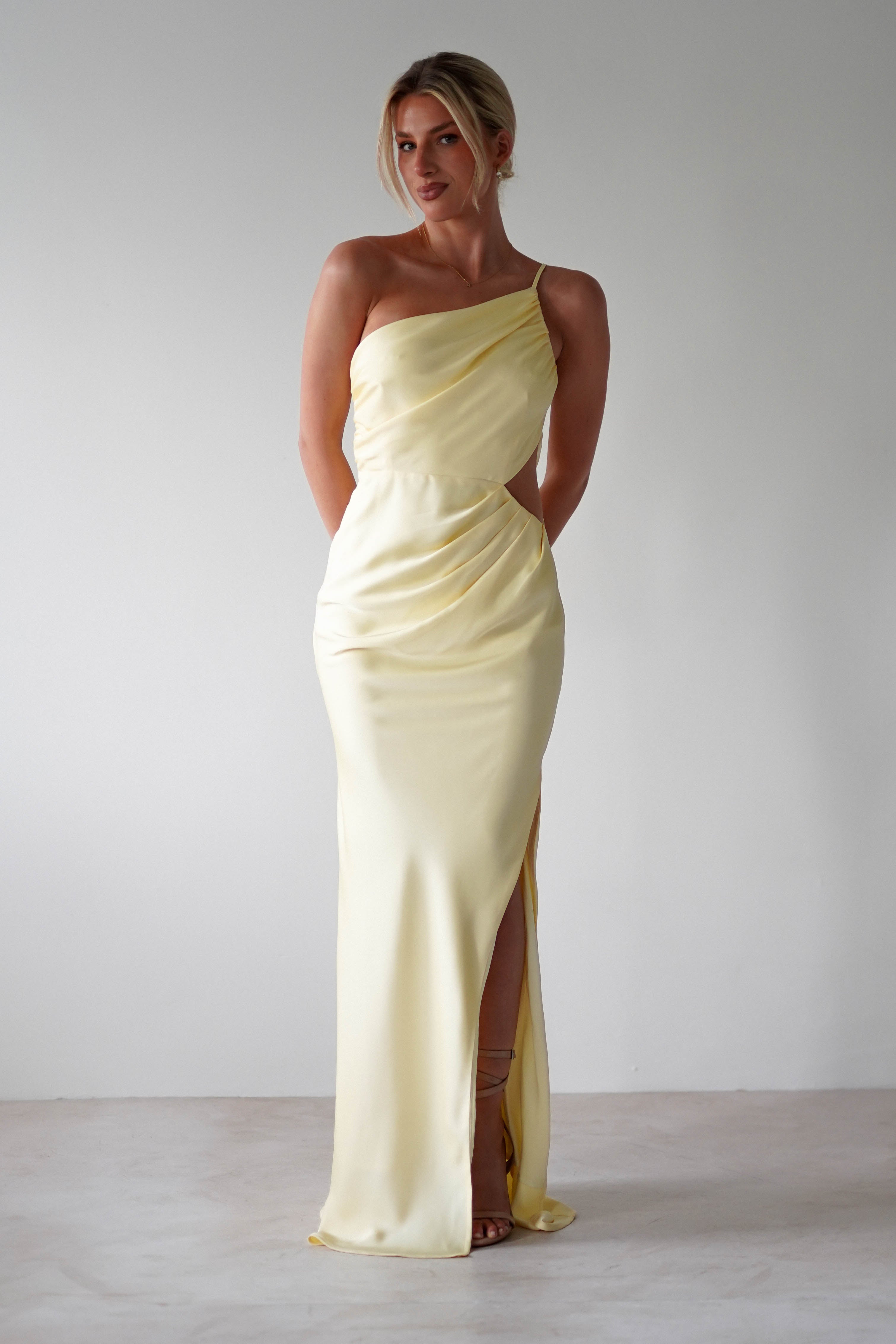 Lyra Soft Matte Satin Maxi Dress | Yellow | Oh Hello Clothing | XS (6)