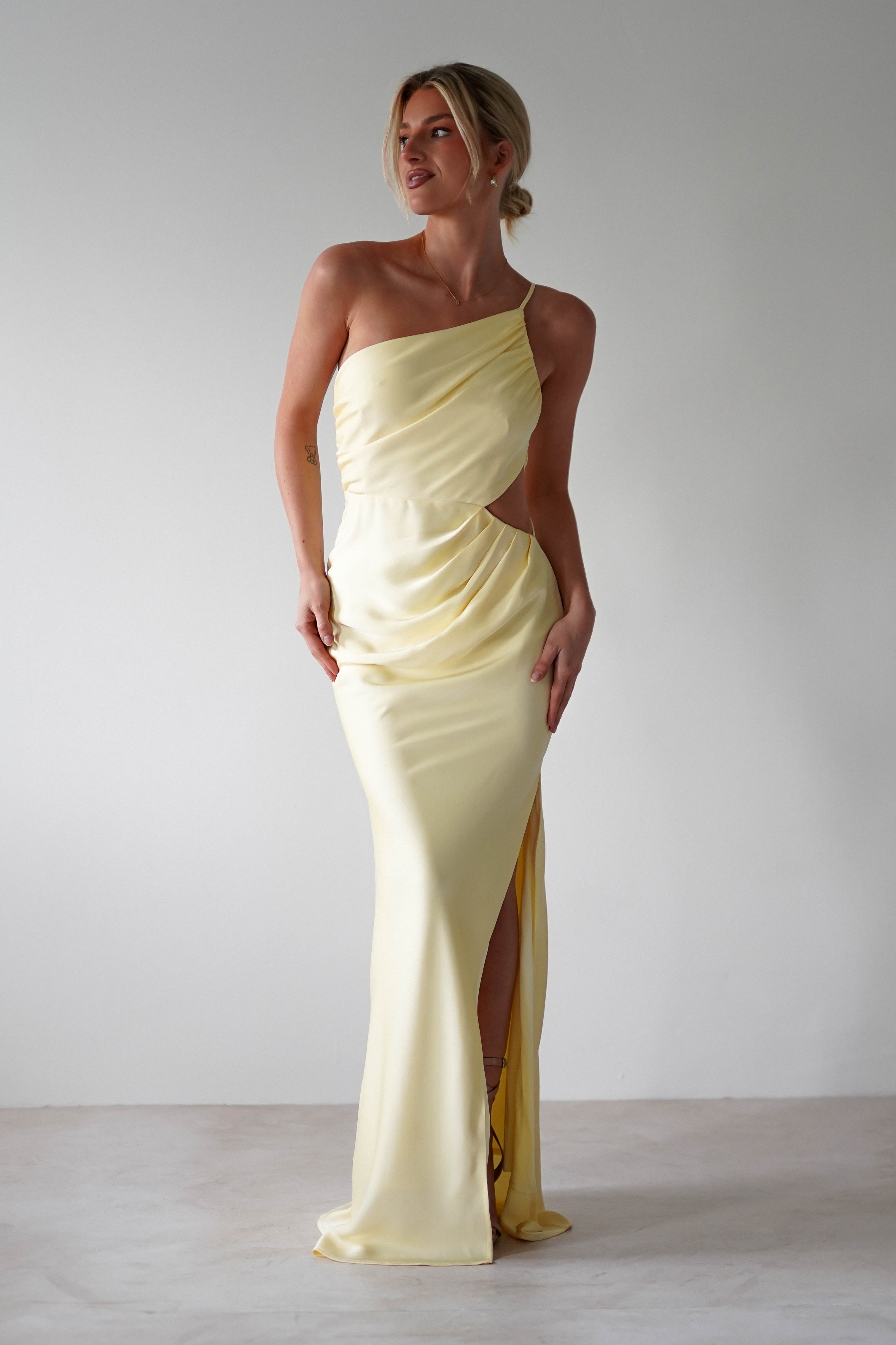 Lyra Soft Matte Satin Maxi Dress | Yellow | Oh Hello Clothing | XS (6)