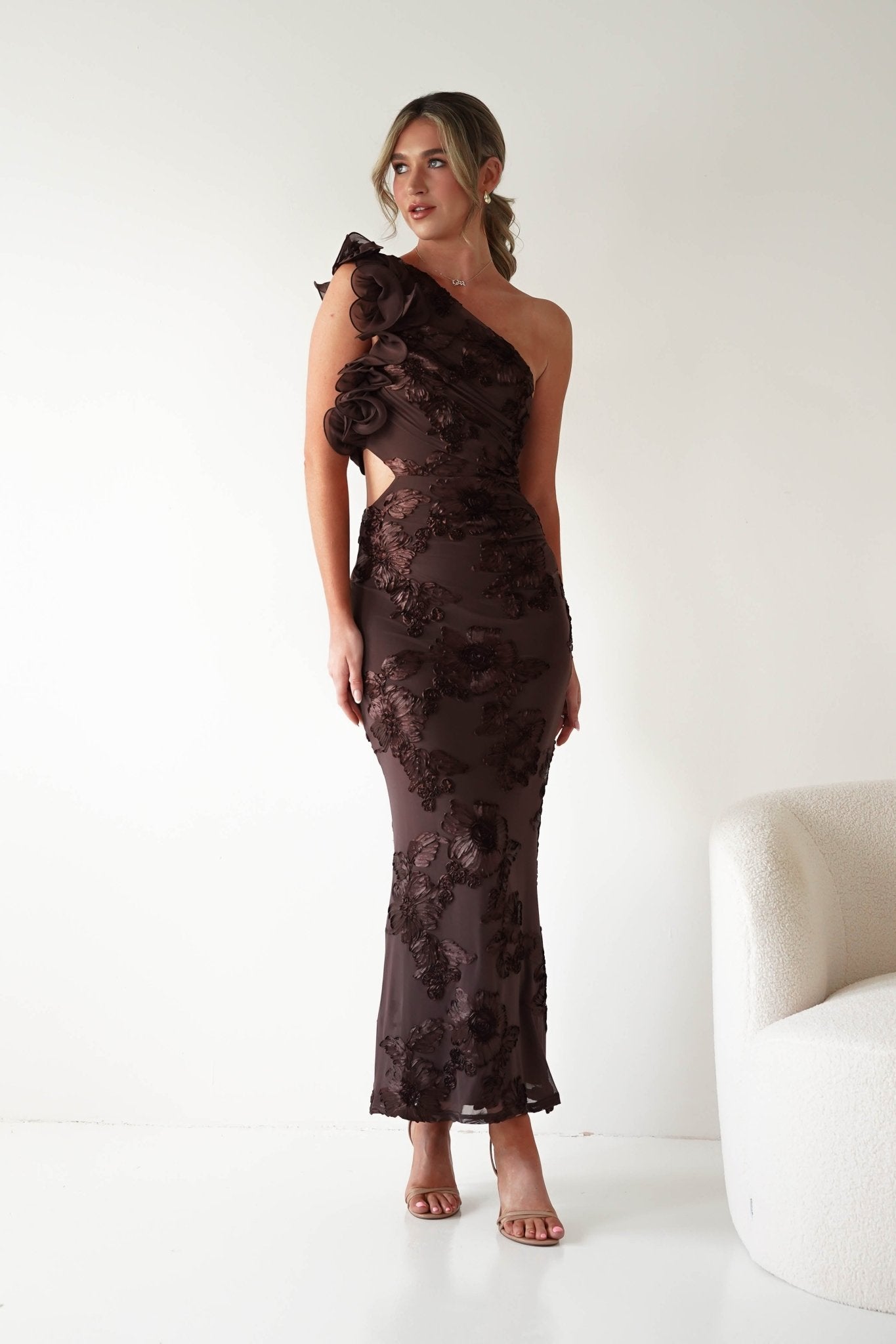 Sydney Bodycon Maxi Dress | Brown Textured | Oh Hello Clothing | XS (6)