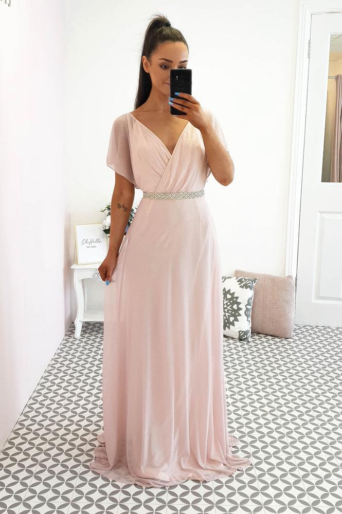 Lydia Maxi Dress Pink Glitter | Oh Hello Clothing | S (8)