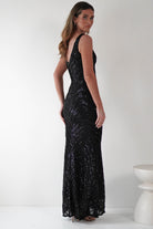 Julietta Sequin Bodycon Maxi Dress | Black | Oh Hello Clothing | S (8)