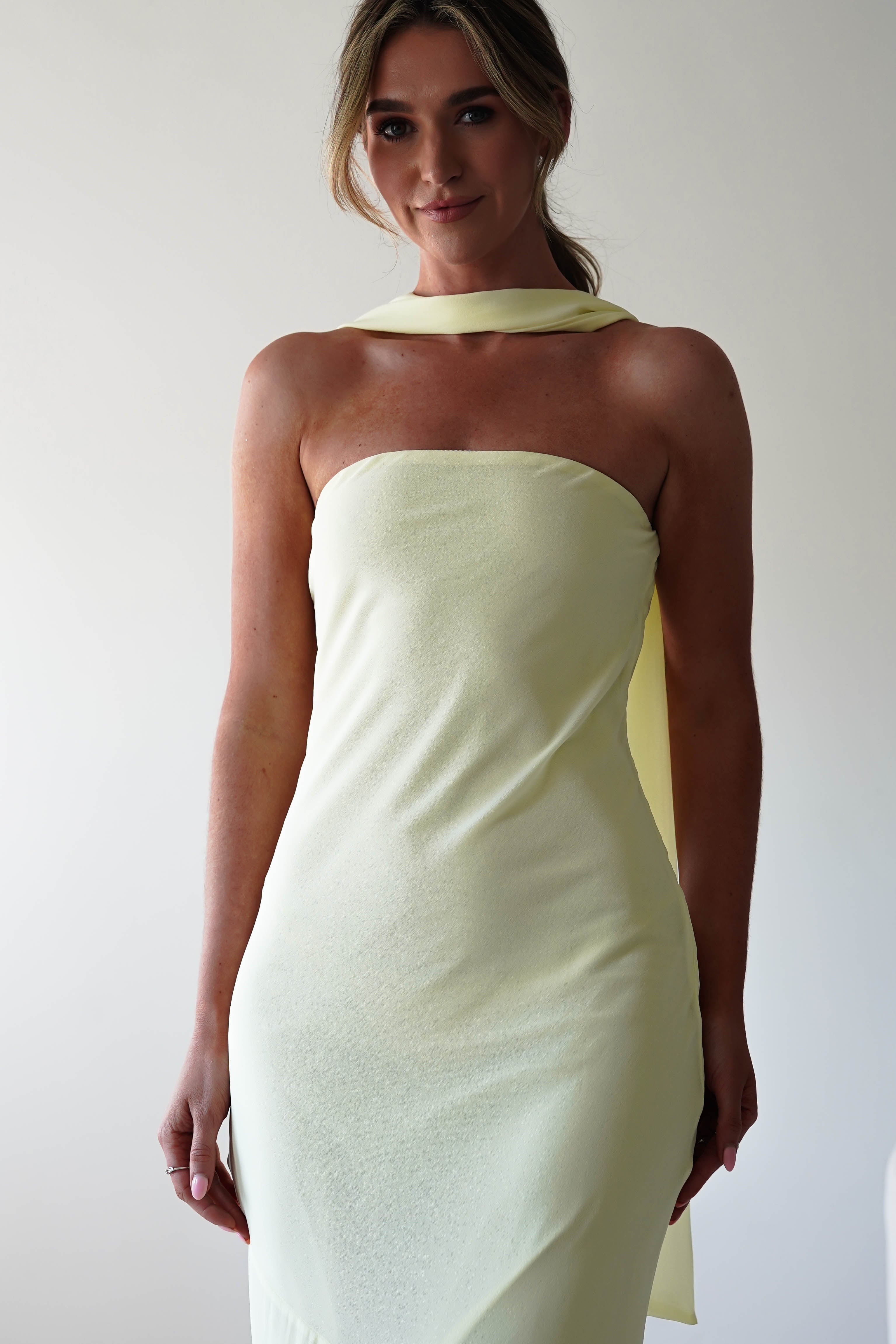 Carli Strapless Chiffon Maxi Dress | Yellow | Oh Hello Clothing | S (8)