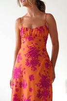 Gina Cotton Floral Maxi Dress | Orange/Pink | Oh Hello Clothing | XS (6)