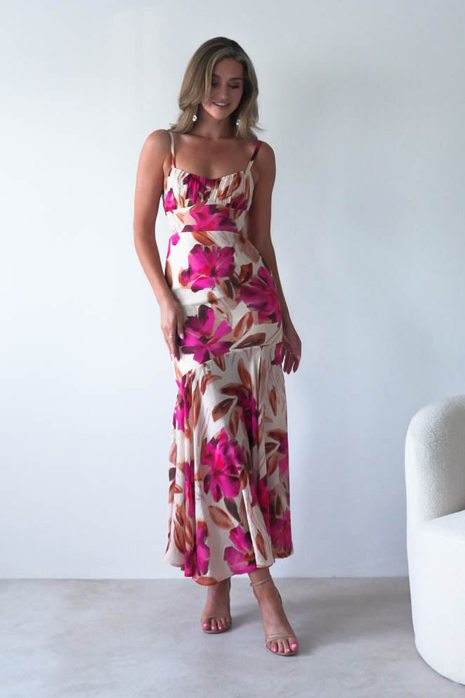 Amari Floral Print Midaxi Dress | Mixed Print | Oh Hello Clothing | XS (6)