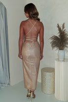 Jordanne Embellished Midi Dress | Light Gold - Oh Hello Clothing