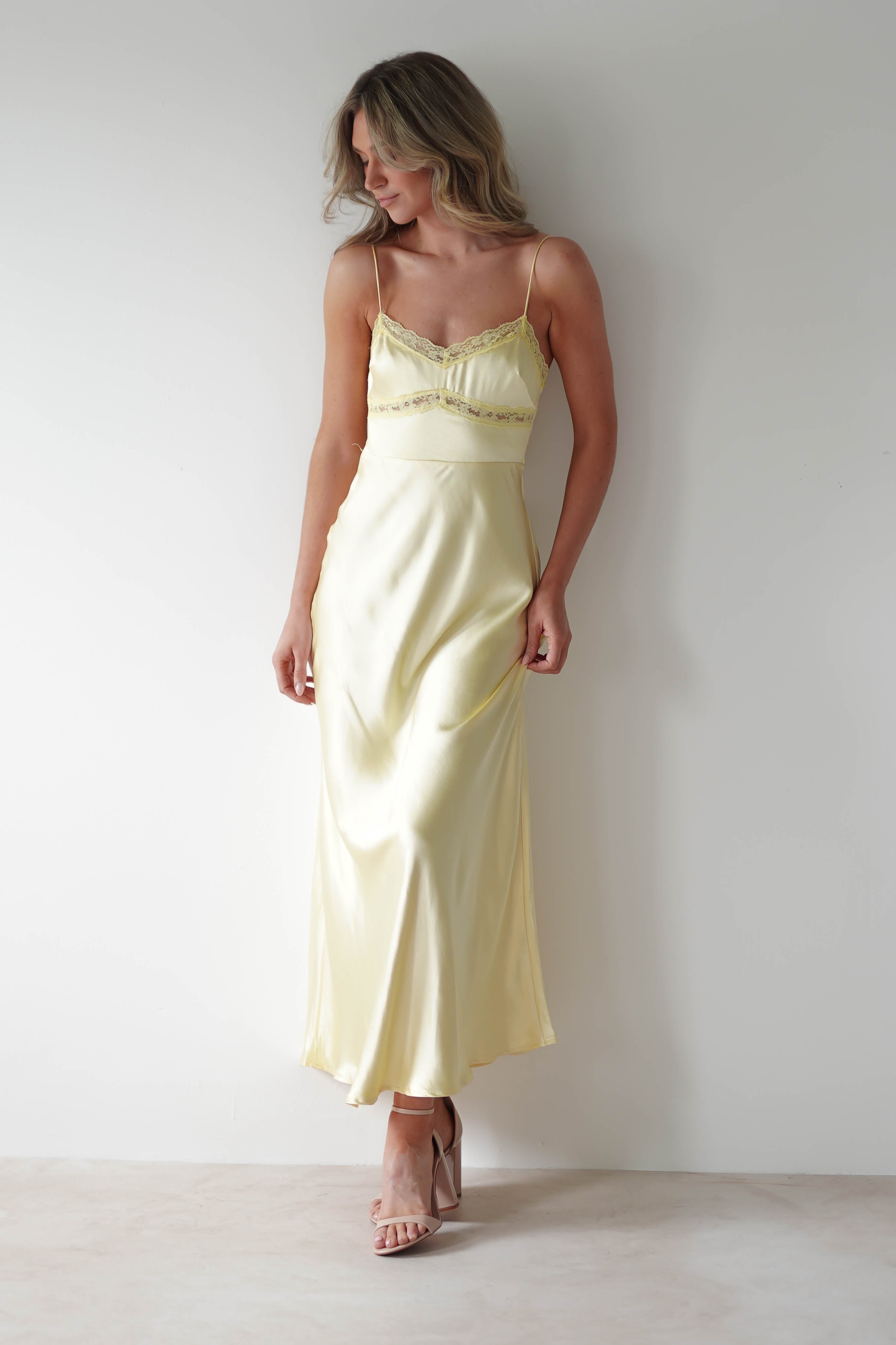 Sophia Soft Lace Maxi Dress | Yellow - Oh Hello Clothing