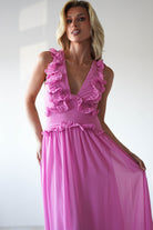 Ellie Ruffle Detail Maxi Dress | Pink | Oh Hello Clothing | XS (6)