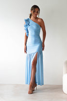 Stephanie Mesh Ruffle Maxi Dress | Blue | Oh Hello Clothing | XS (6)