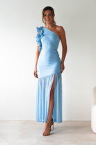 Stephanie Mesh Ruffle Maxi Dress | Blue | Oh Hello Clothing | XS (6)