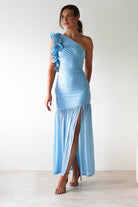 Stephanie Mesh Ruffle Maxi Dress | Blue | Oh Hello Clothing | XS (6)