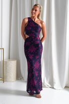 Petra Bodycon Printed Maxi Dress | Grape | Oh Hello Clothing | XS (6)