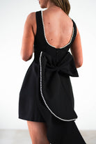 Maria Pearl Bow Detail Mini Dress | Black - Oh Hello Clothing