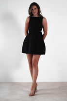 Maria Pearl Bow Detail Mini Dress | Black - Oh Hello Clothing