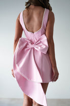 Maria Pearl Bow Detail Mini Dress | Pink | Oh Hello Clothing | XS (6)