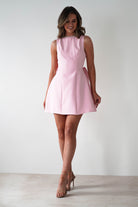 Maria Pearl Bow Detail Mini Dress | Pink | Oh Hello Clothing | XS (6)