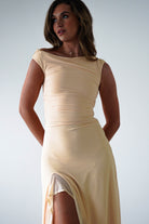 Cellinna Mesh Maxi Dress | Butter Cream | Oh Hello Clothing | XS (6)