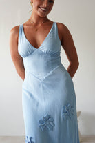 Hailey Cotton Floral Detail Maxi | Blue | Oh Hello Clothing | XS (6)