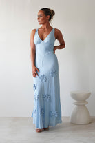 Hailey Cotton Floral Detail Maxi | Blue | Oh Hello Clothing | XS (6)