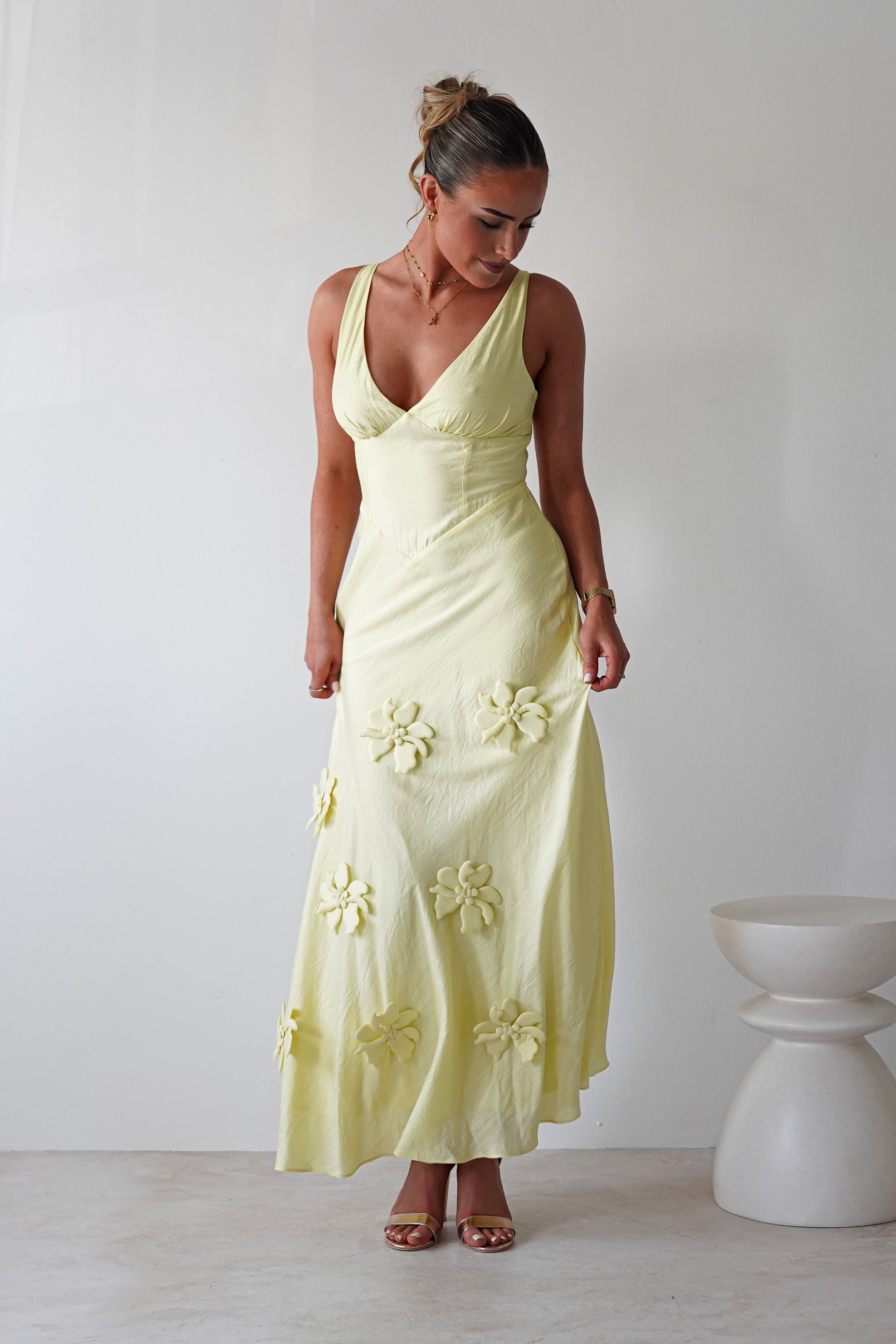 Hailey Cotton Floral Detail Maxi | Yellow | Oh Hello Clothing | XS (6)