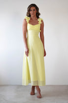 Sadie Ruffle Sleeve Maxi Dress | Yellow | Oh Hello Clothing | XS (6)