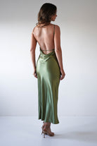 Bayleigh Soft Satin Maxi Dress | Olive - Oh Hello Clothing