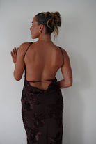 Demi Floral Textured Maxi Dress | Brown | Oh Hello Clothing | XS (6)