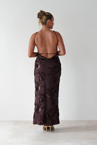 Demi Floral Textured Maxi Dress | Brown | Oh Hello Clothing | XS (6)
