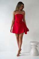 Quinta Strapless Mini Dress | Red | Oh Hello Clothing | XS (6)