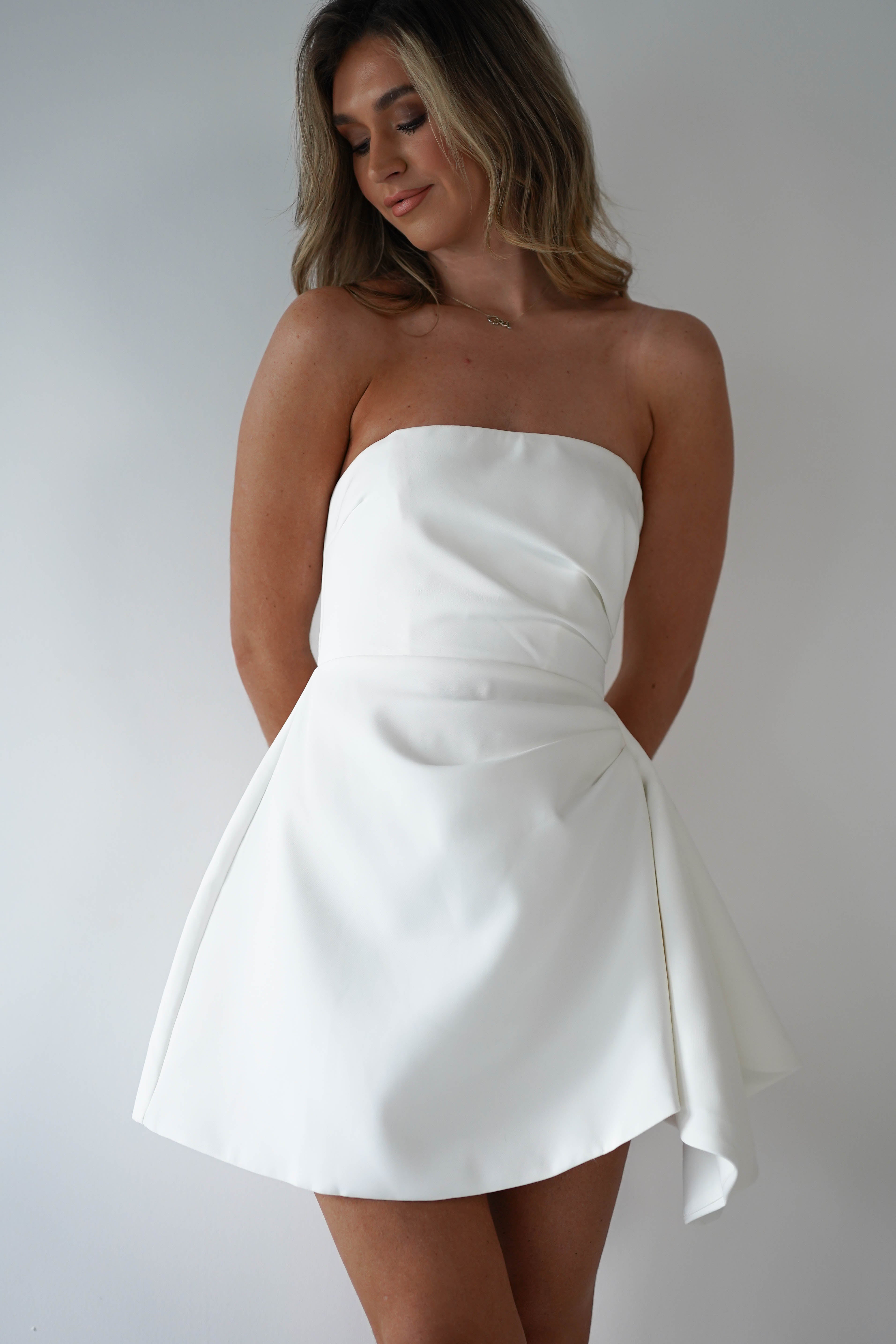 Quinta Strapless Mini Dress | White | Oh Hello Clothing | XS (6)