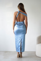 Nala Satin Off The Shoulder Dress | Blue | Oh Hello Clothing | XS (6)
