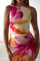 Ellarose Square Neck Maxi Dress | Orange/Pink | Oh Hello Clothing | XS (6)