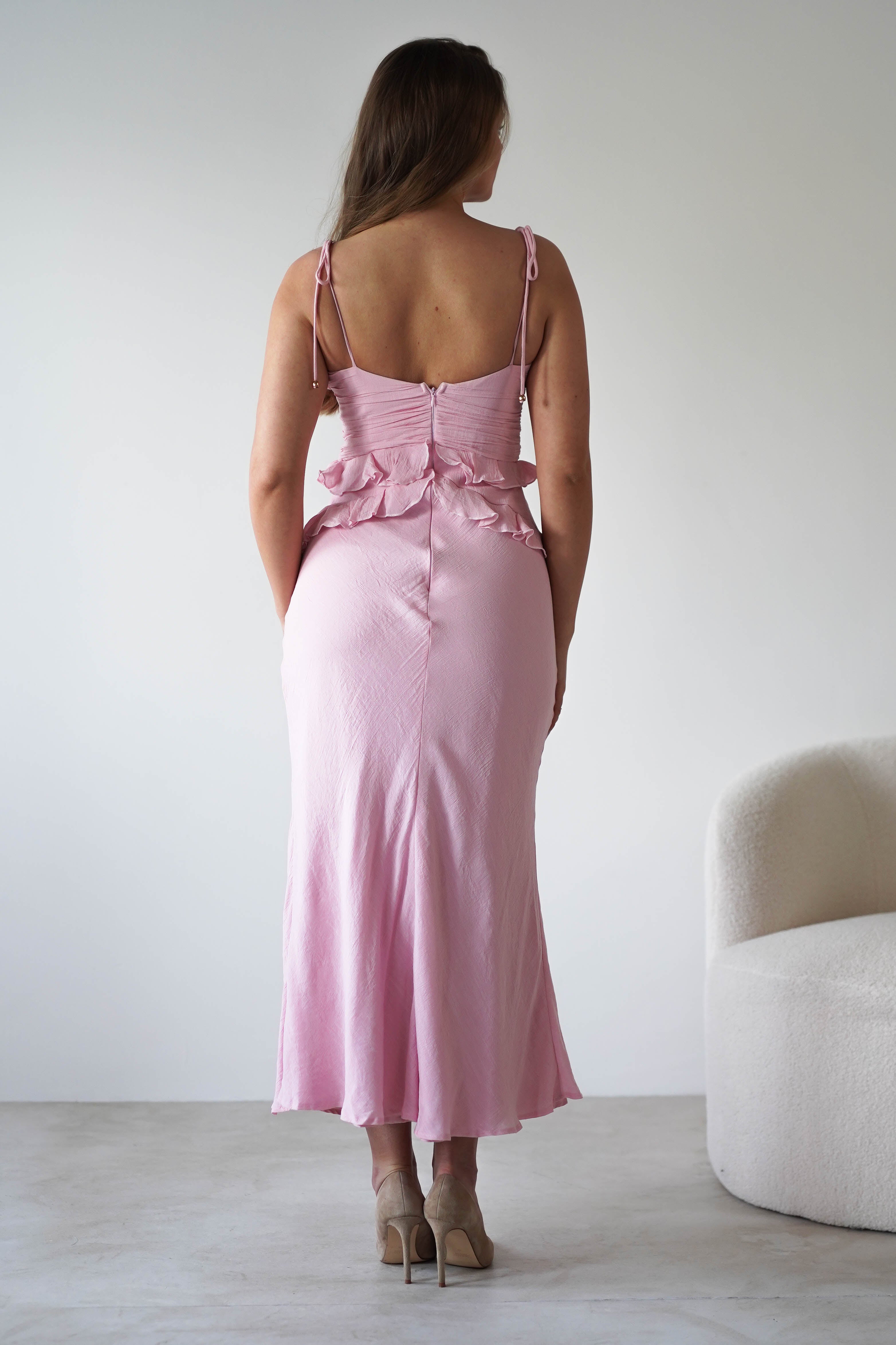 Faith Ruffle Cotton Maxi Dress | Pink | Oh Hello Clothing | XS (6)