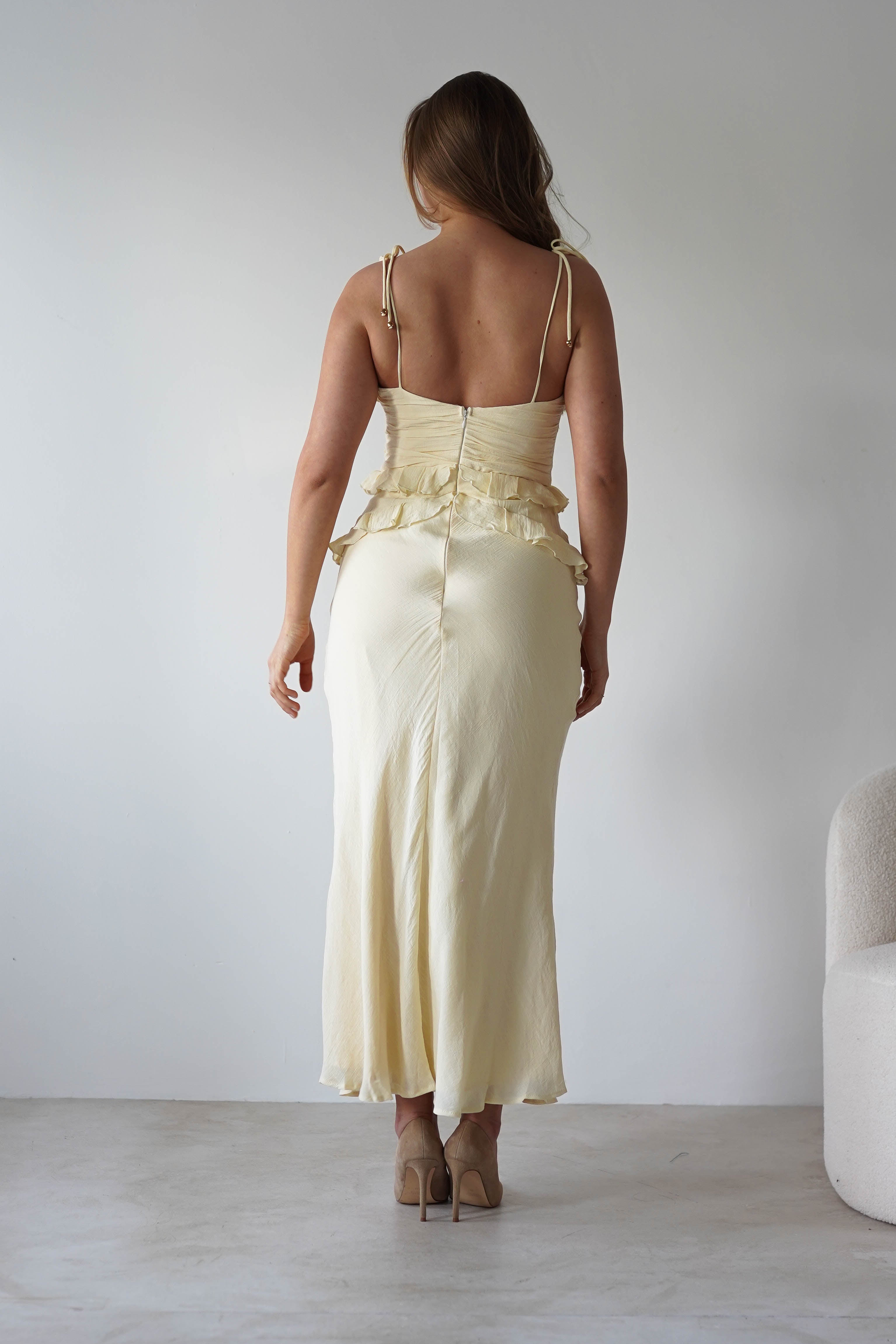 Faith Ruffle Cotton Maxi Dress | Yellow | Oh Hello Clothing | XS (6)