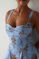 Mariel Floral Print Mini Skater Dress | Blue | Oh Hello Clothing | XS (6)
