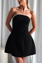 Bettie Pearl Trim Detail Mini Dress | Black | Oh Hello Clothing | XS (6)