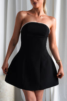 Bettie Pearl Trim Detail Mini Dress | Black | Oh Hello Clothing | XS (6)