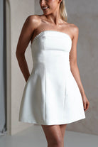 Bettie Pearl Trim Detail Mini Dress | White | Oh Hello Clothing | XS (6)