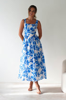Maisie Floral Skater Maxi Dress | Blue | Oh Hello Clothing | XS (6)