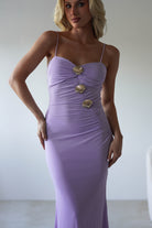 Melrose Mesh Shell Detail Maxi Dress | Lilac | Oh Hello Clothing | XS (6)