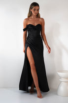 Nicolette Soft Satin Maxi Gown | Black | Oh Hello Clothing | XS (6)
