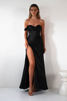 Nicolette Soft Satin Maxi Gown | Black | Oh Hello Clothing | XS (6)