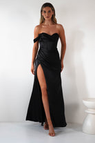 Nicolette Soft Satin Maxi Gown | Black | Oh Hello Clothing | XS (6)