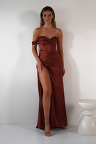 Nicolette Soft Satin Maxi Gown | Rust | Oh Hello Clothing | XS (6)